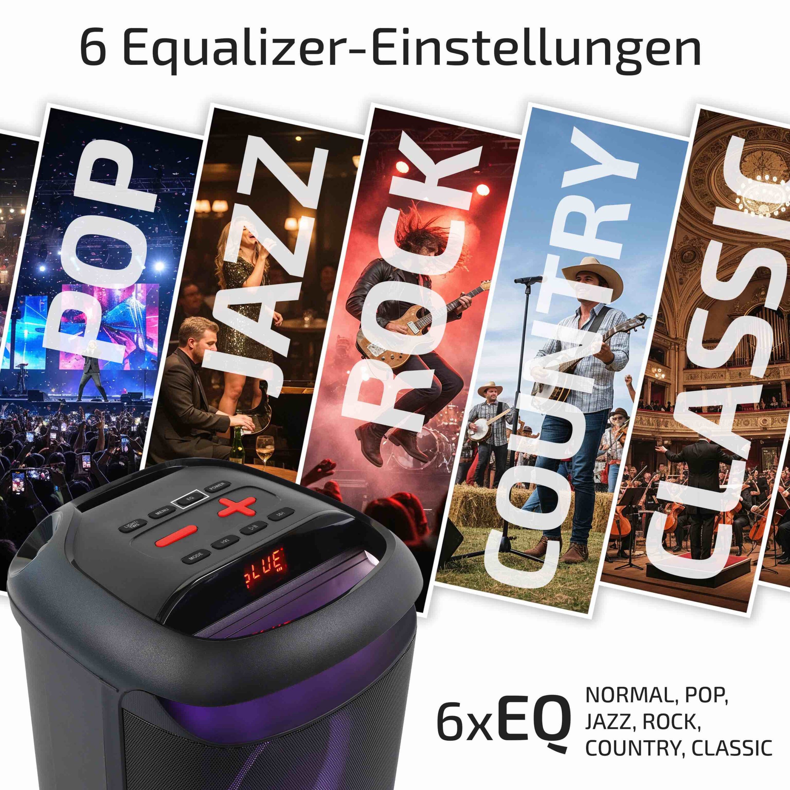 Power Audio PB-400 Partybox PMPO 400W (RMS 40W) + Mikrofon TWS – Bild 7